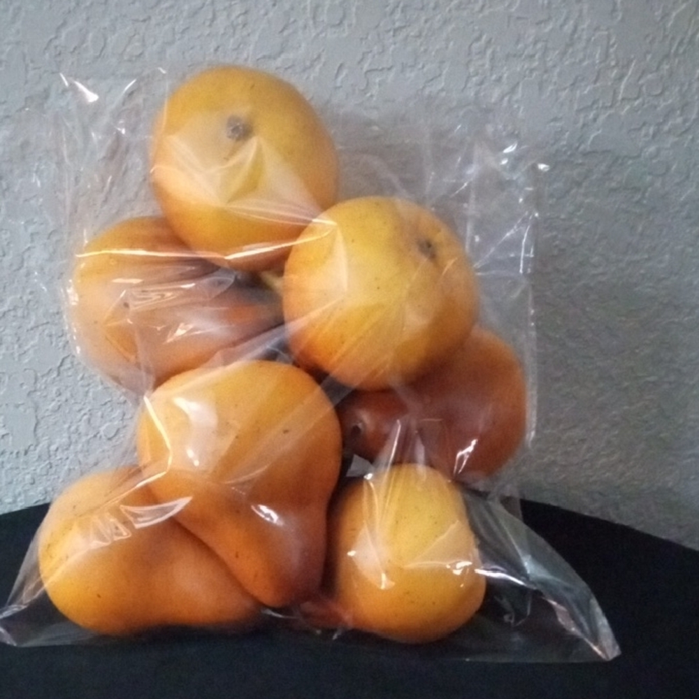 9pc Faux Yellow Pears 4.5" Artificial Fruit Home Decor